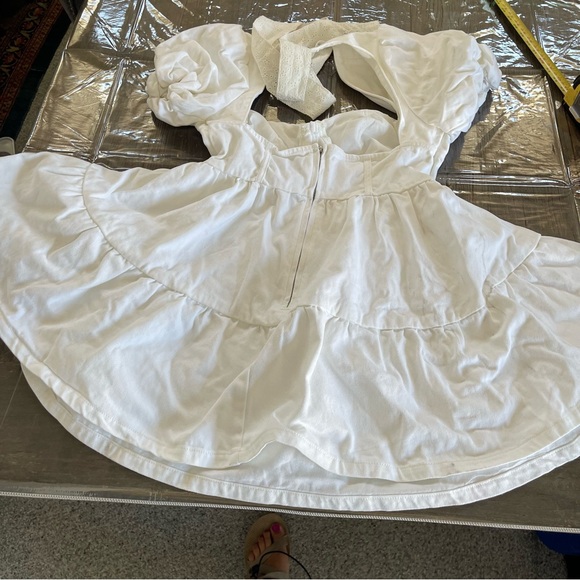 ASOS luxe puff sleeve corset mini-white denim dress12 - Picture 9 of 12